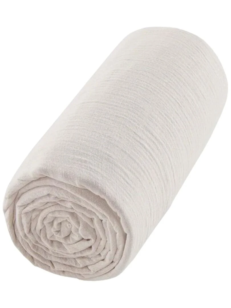 Drap housse uni en gaze de coton   Beige