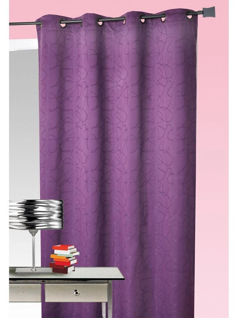 Rideau ameublement jacquard motif géométrique Violet