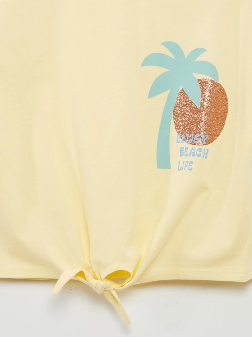 T shirt avec nœud à la base Jaune