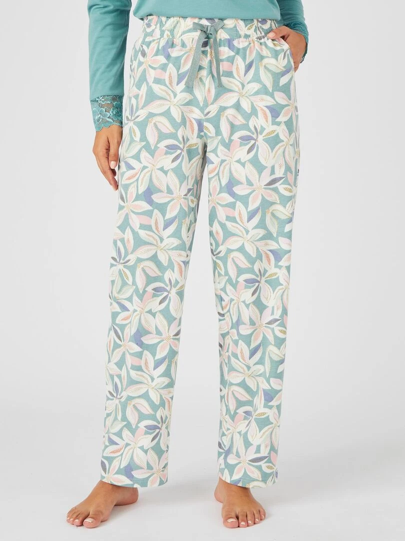 Pantalon de pyjama maille jersey Damart Vert chèvrefeuille