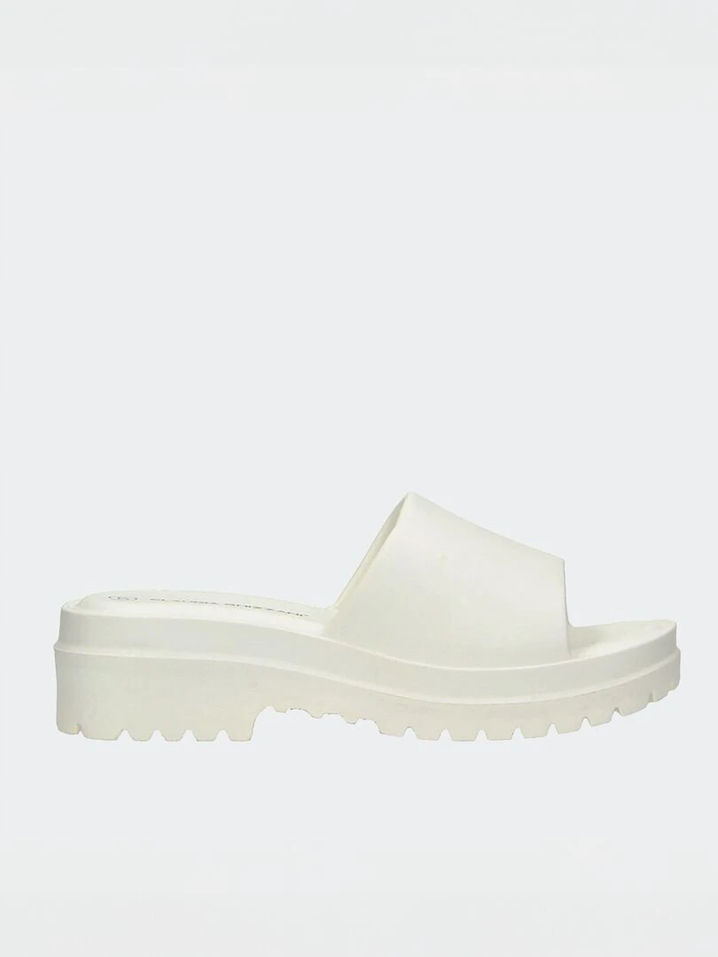 Mules à talons crantés Blanc