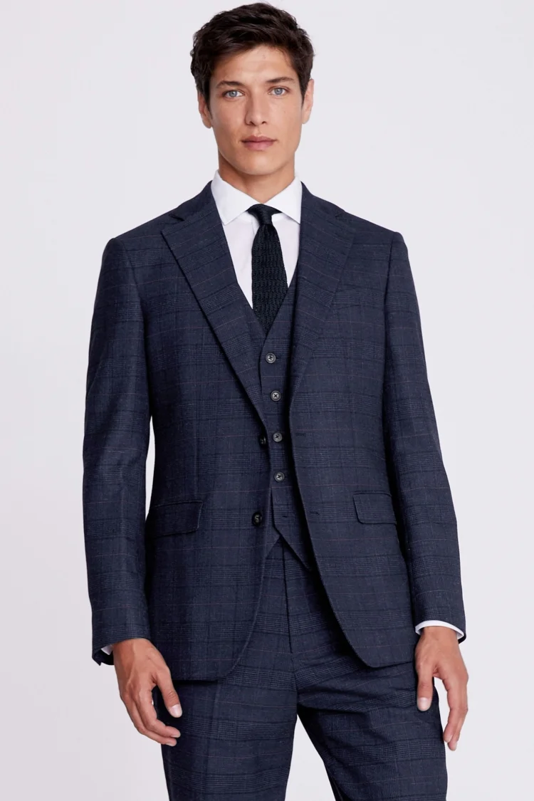 Italian Slim Fit Royal Blue Flannel Jacket   Buy Online at Moss