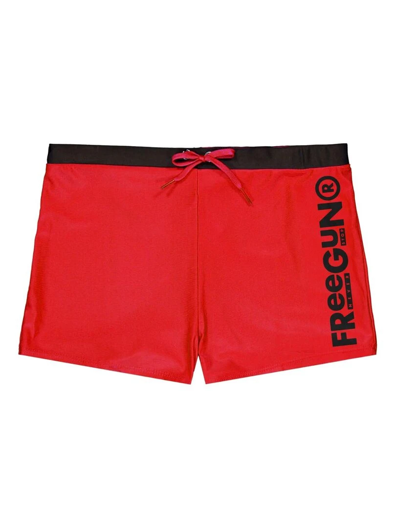 Shorty de bain enfant uni avec logo rubber print couleur Freegun Rouge
