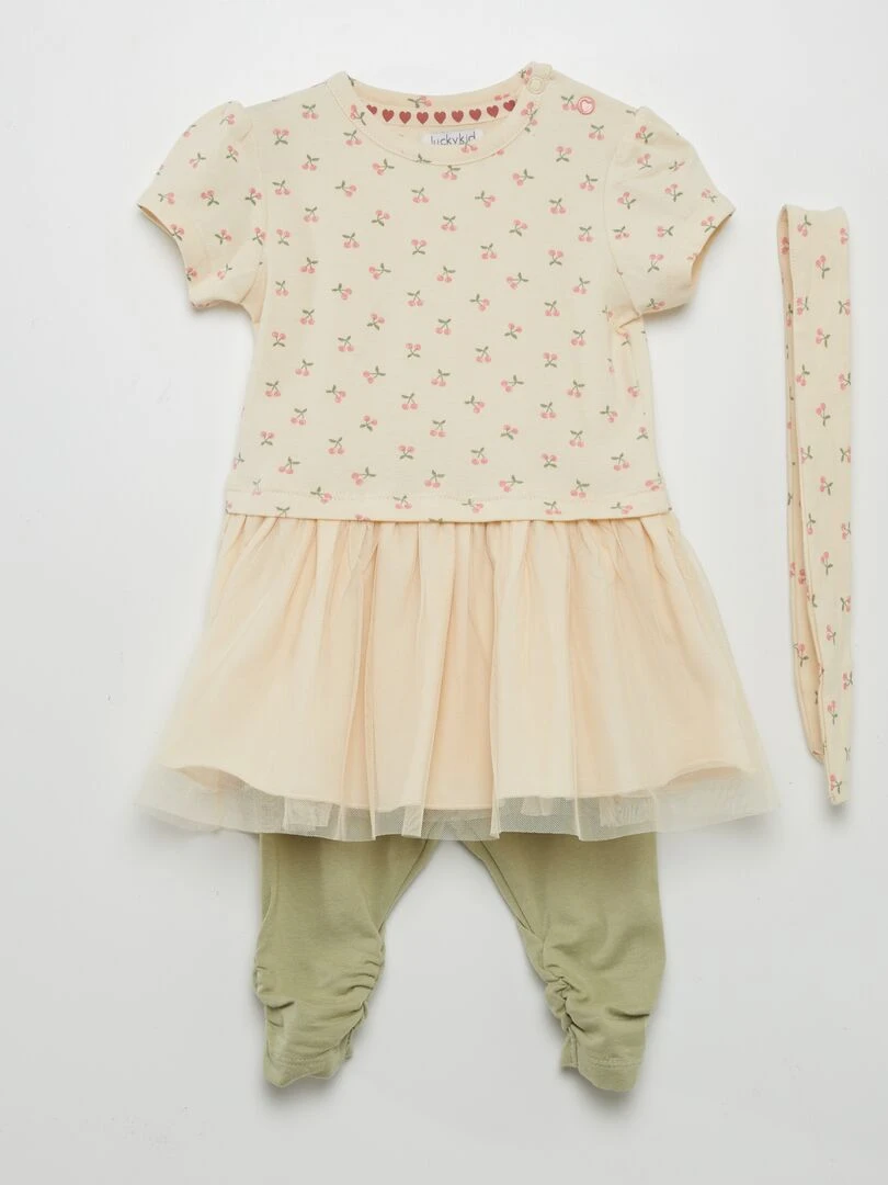 Ensemble robe + legging + bandeau 3 pièces Beige