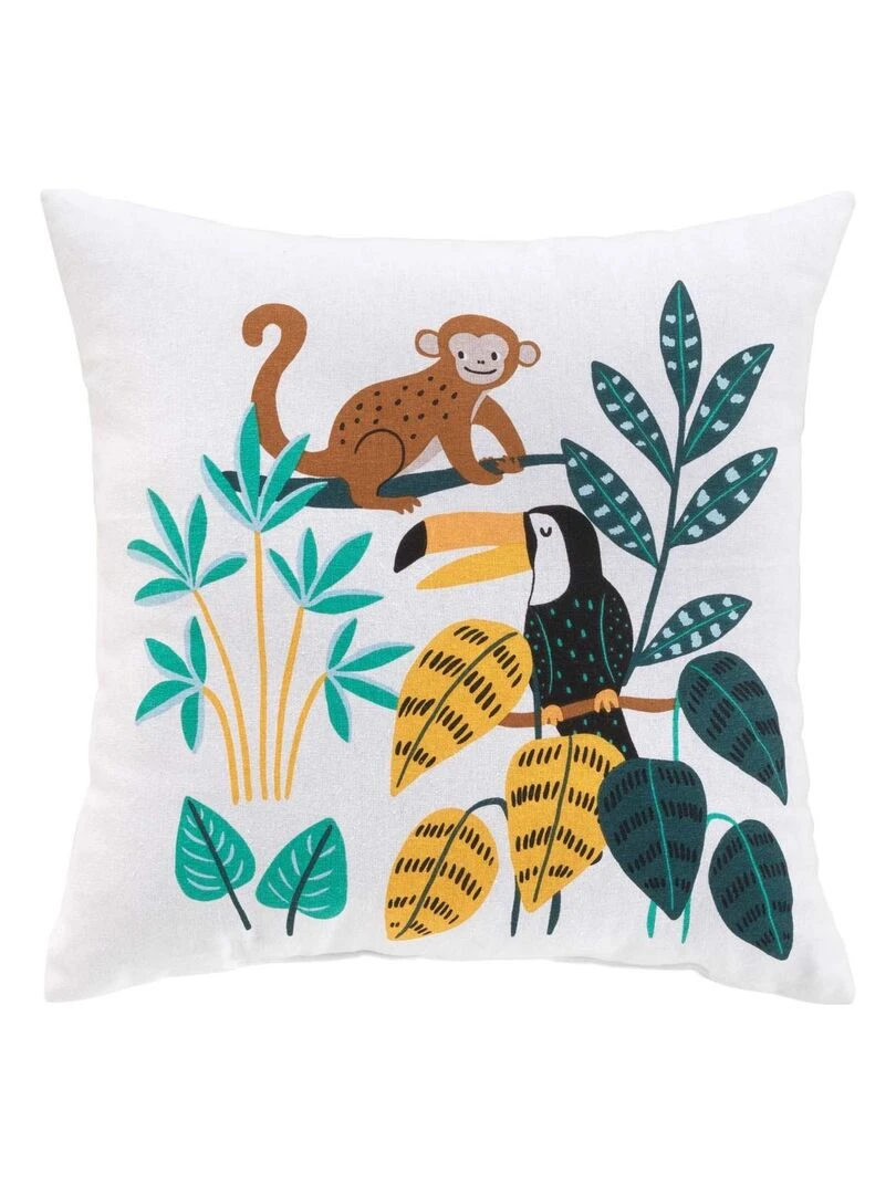 Coussin enfant déhoussable esprit jungle Blanc