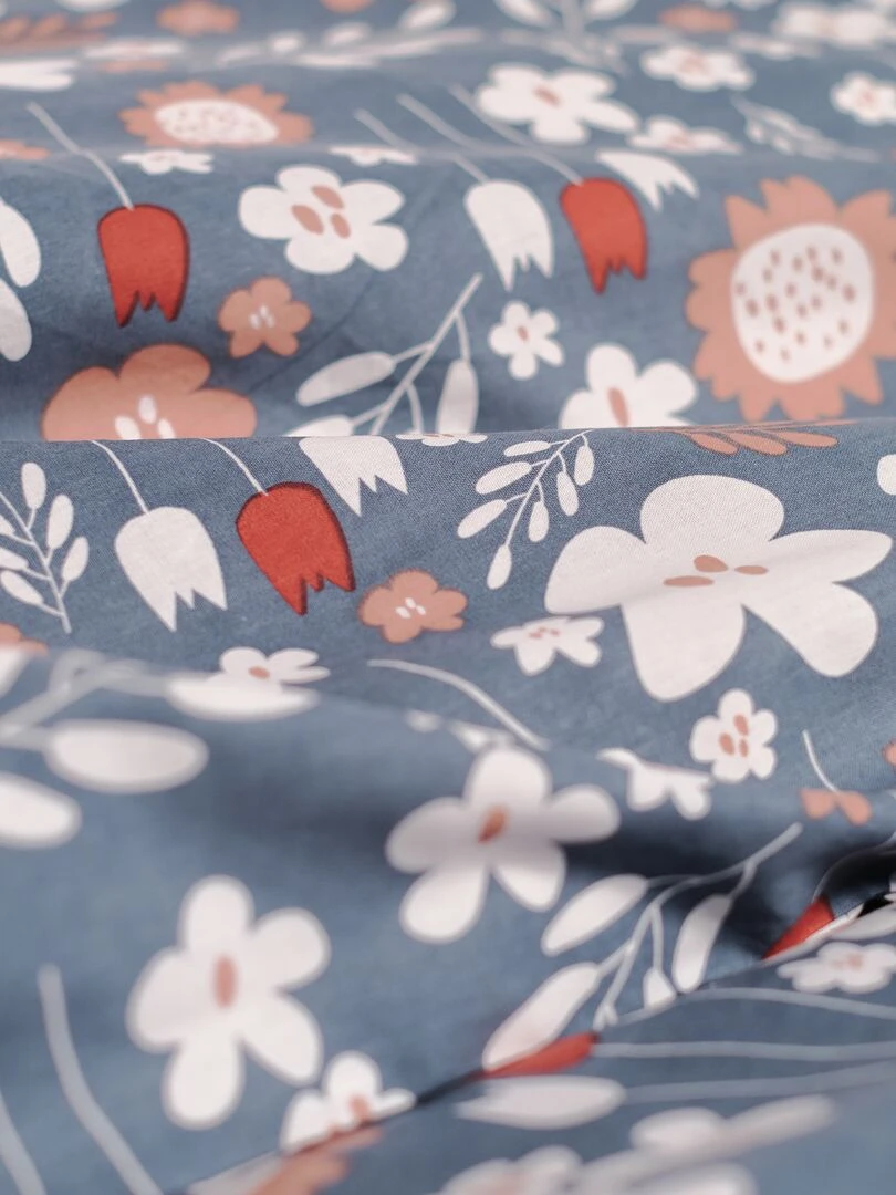 Parure de lit 'fleurie'   2 personnes   Gris