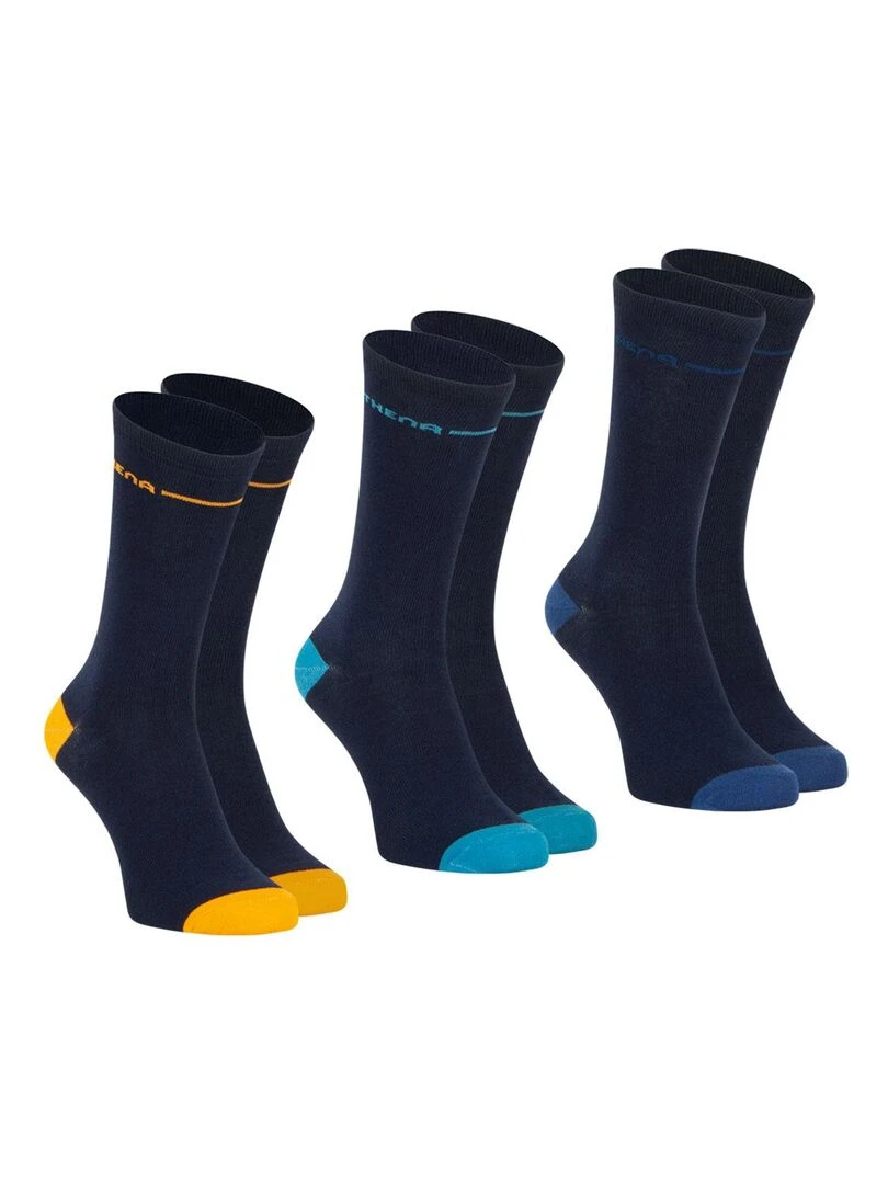 Lot de 3 paires de chaussettes mi hautes homme Easy Color Bleu