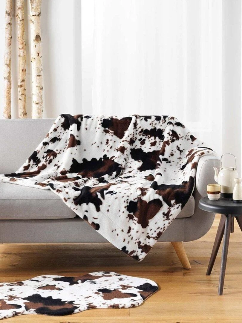 Plaid 125x150 cm imitation fourrure sherpa Western   Blanc