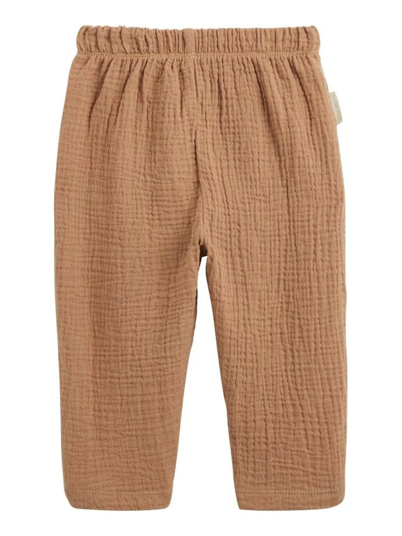 Pantalon bébé en gaze de coton Petit Envahisseur Marron