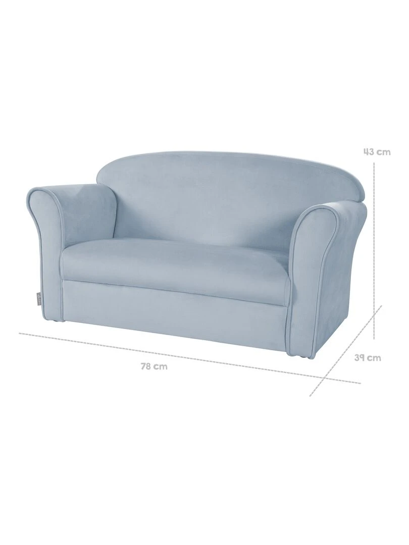 ROBA Canapé en Velours "Lil Sofa"   2 Places   Fauteuil avec Accoudoirs pour Garçons   Bleu Clair   Bleu clair