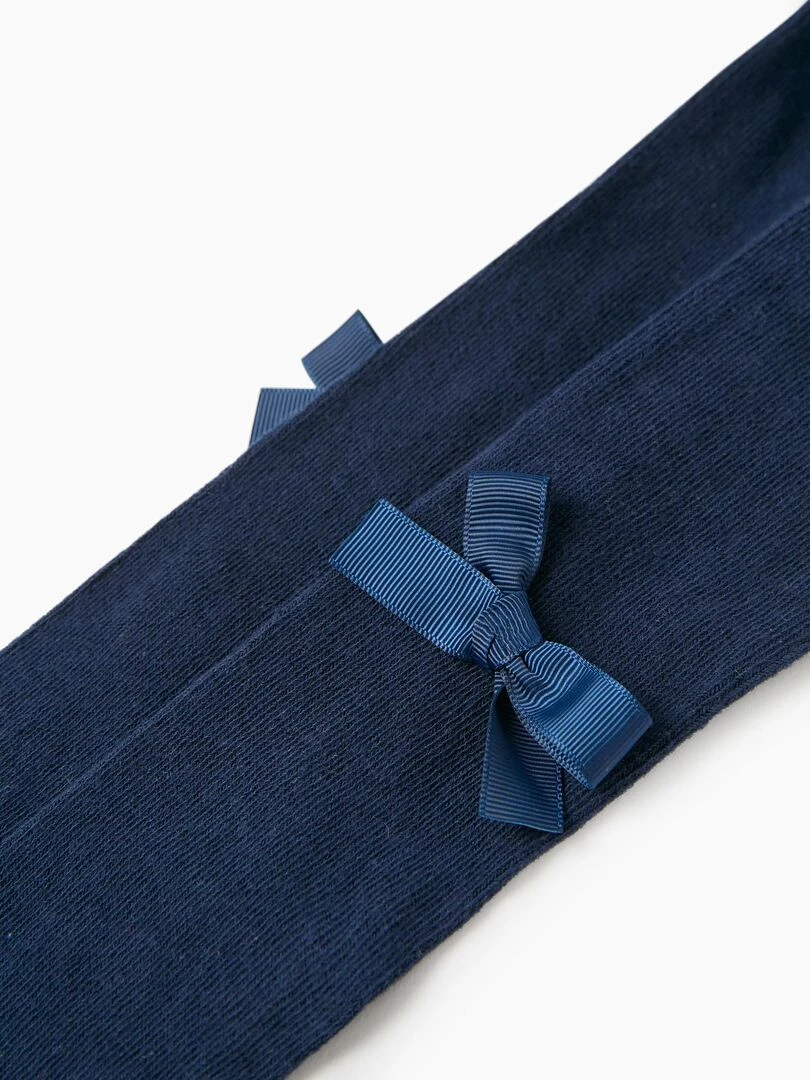 Collant en Coton avec Noeud Satiné Fille  ESSENTIALS LINE   Bleu foncé