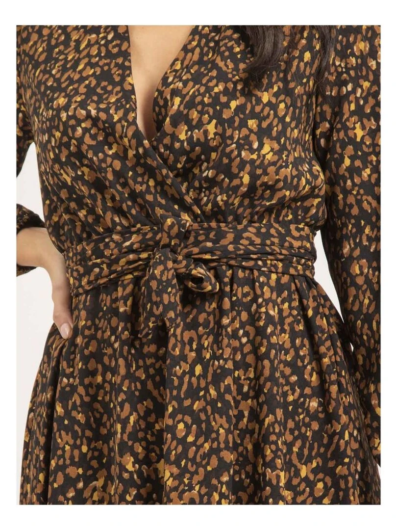 Robe longue motifs ISLAND   Marron