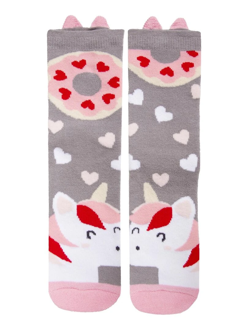 Chaussettes antidérapantes Enfant Licorne 27/34 Gris