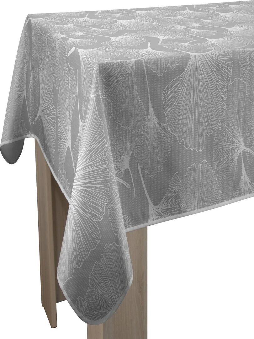 Nappe Anti taches Biloba gris Carrée 150 x 150 cm Gris Blanc