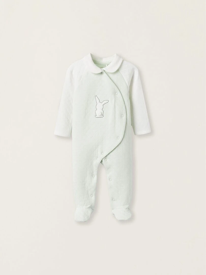 Grenouillère En Coton Pour Nouveau Né 'Lapins' manches longues EARLY BLOOM Bleu clair