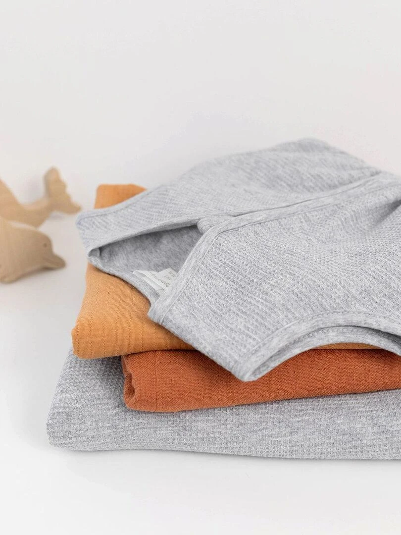 Bemini Couverture Pady waffle et jersey bio   Gris chiné