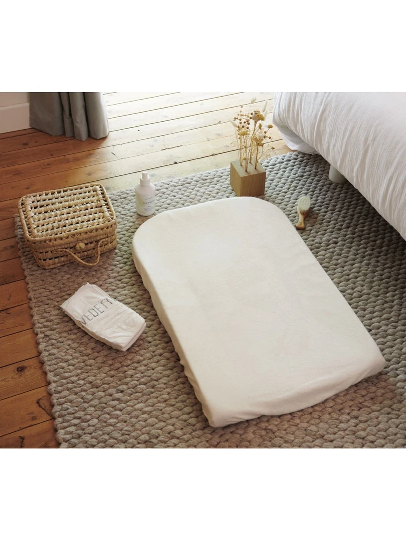 Tinéo   Housse de matelas à langer viscose 50x75cm écru   Beige