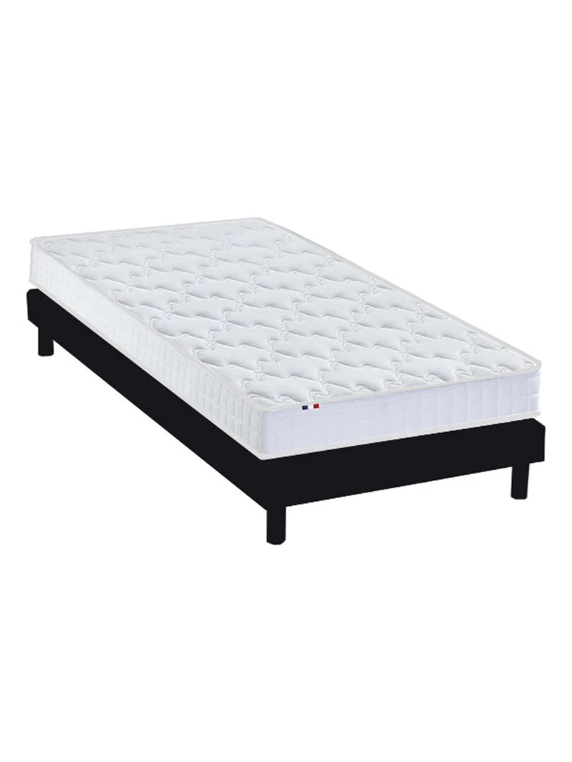 Ensemble Matelas accueil mémoire de forme AZUR Sommier en Kit Couleur Anthracite Noir Blanc