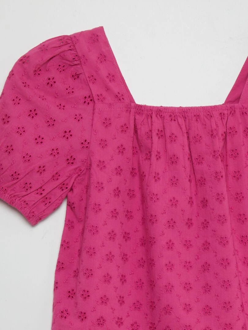 Blouse en broderie anglaise Fuschia
