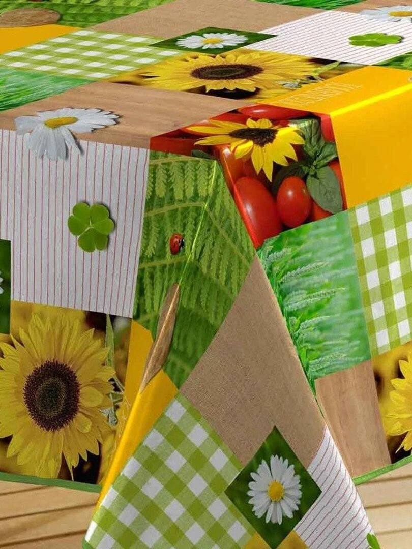Nappe rectangulaire toile cirée 140x240cm Patchfleur Vert