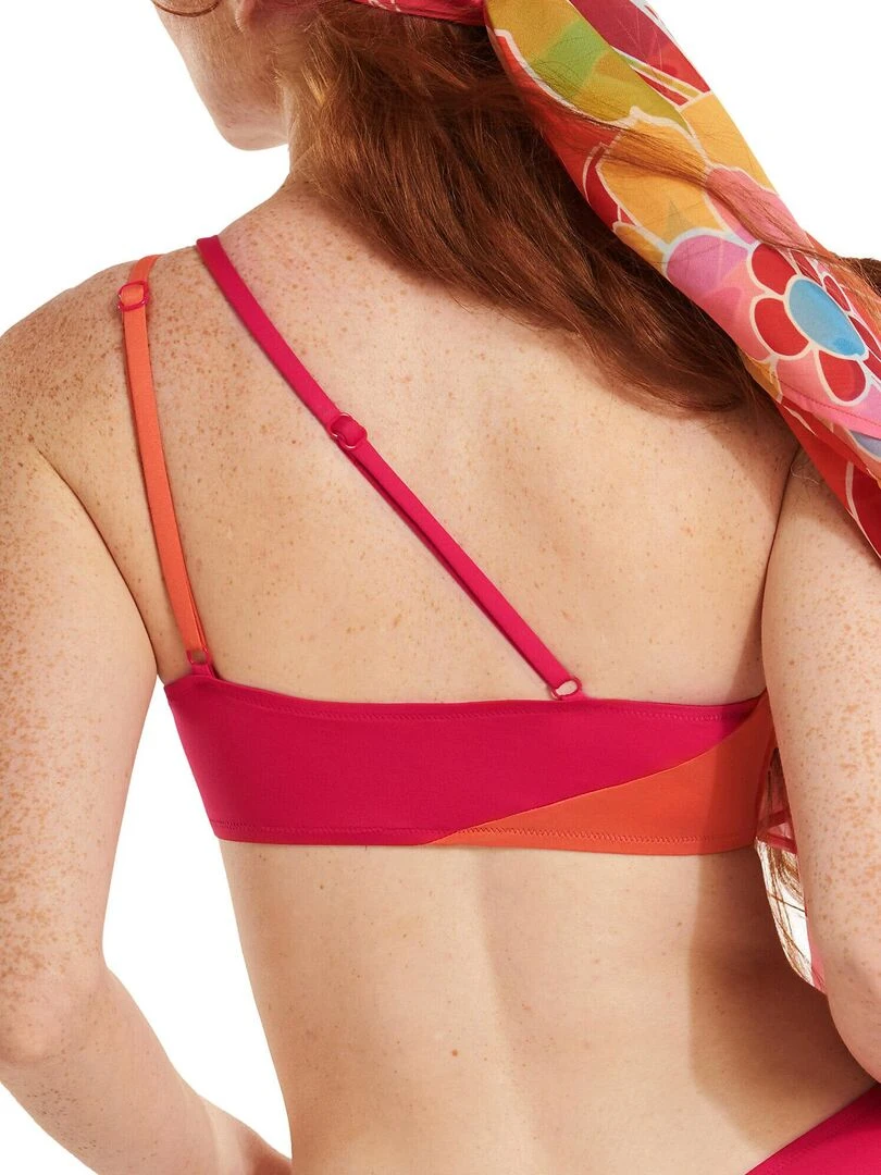 Haut maillot de bain asymétrique sans armatures Laos Rose