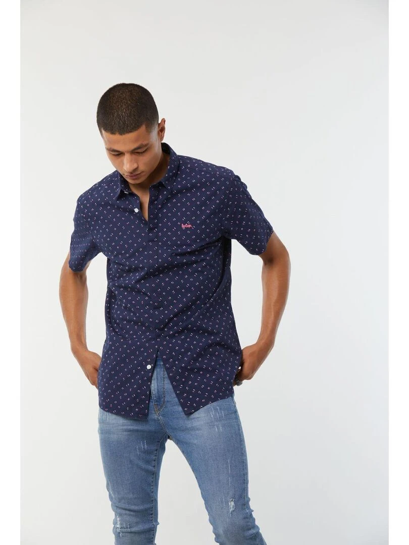Lee Cooper   Chemise manches courtes coton regular DOCE   Bleu foncé