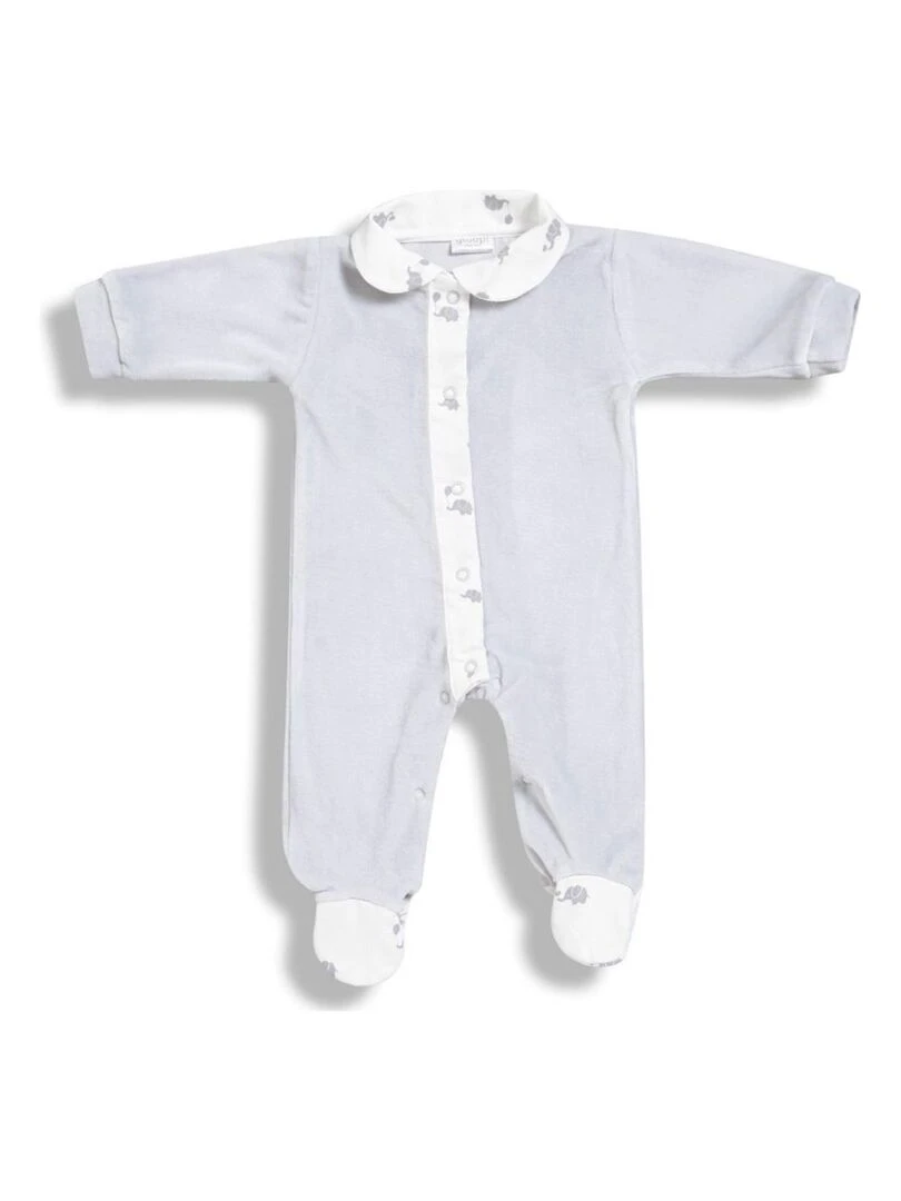 Pyjama Bébé en Velours Bio Éléphant Gris