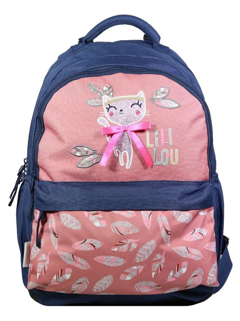 BAGTROTTER Sac à dos 2 compartiments Lili Lou Chat x Phileas Rose Système Smart Comfort Rose