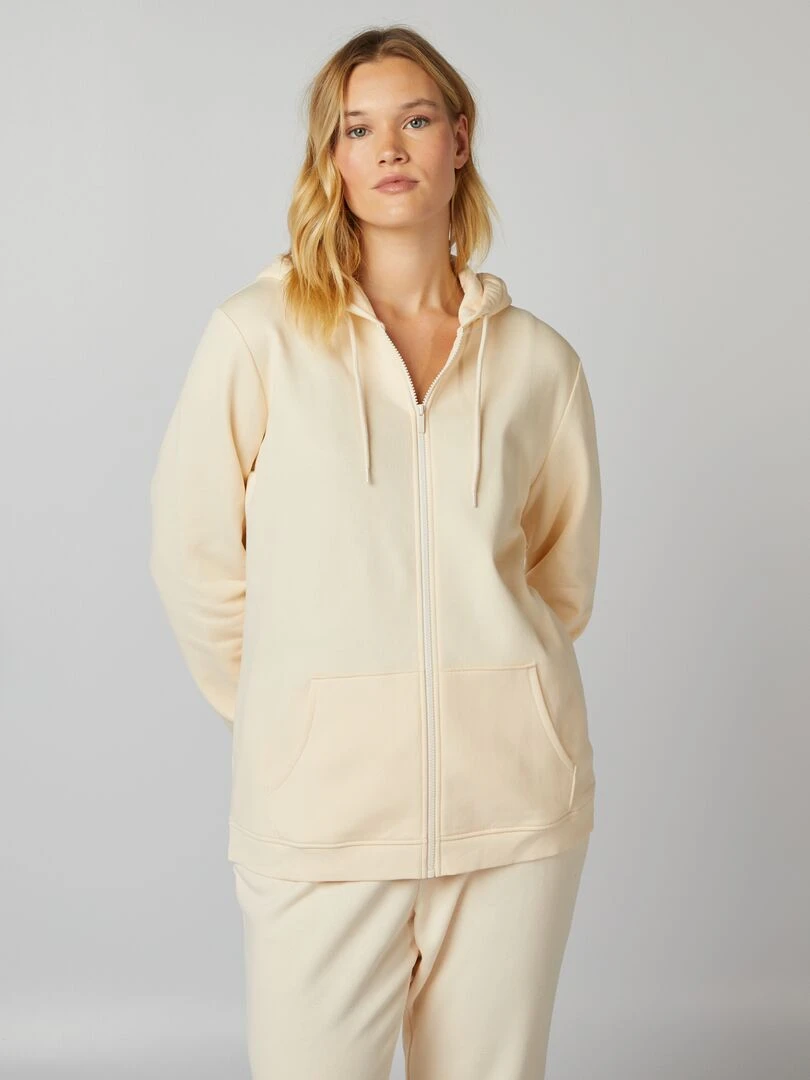Sweat à capuche en molleton   écru