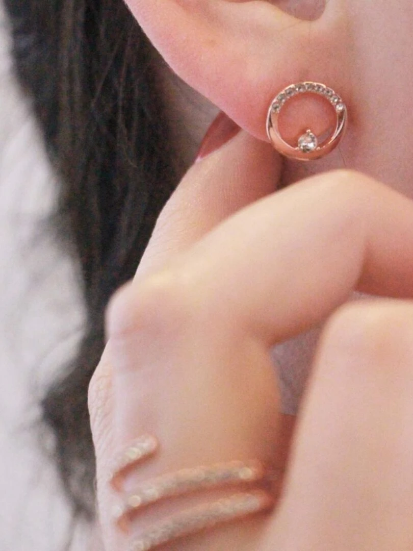 Boucles d'oreilles Clarine   Or Rosé et Cristal   Transparent