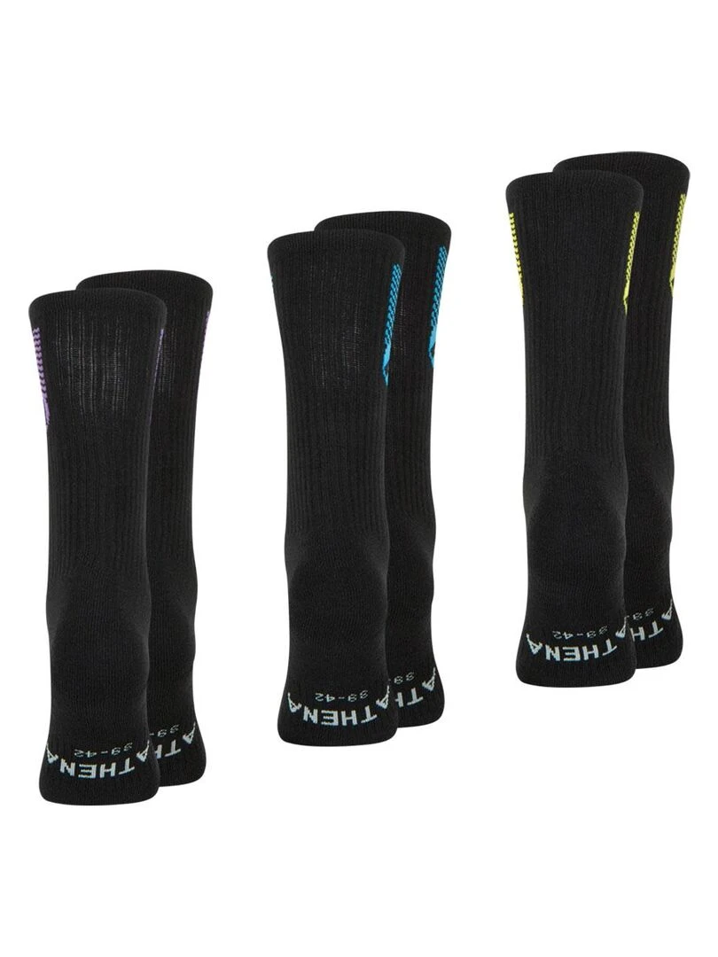 Lot de 3 paires de chaussettes mi hautes homme Training Dry   Noir