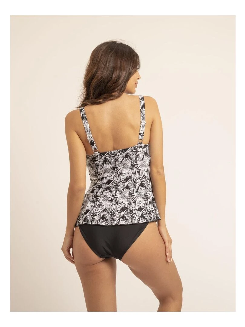 Maillot 2 pièces tankini motifs GAELLE Noir