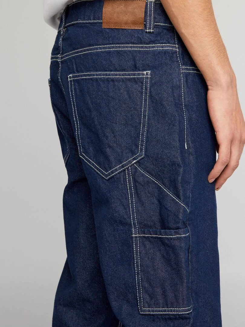 Pantalon denim style carpenter   Bleu