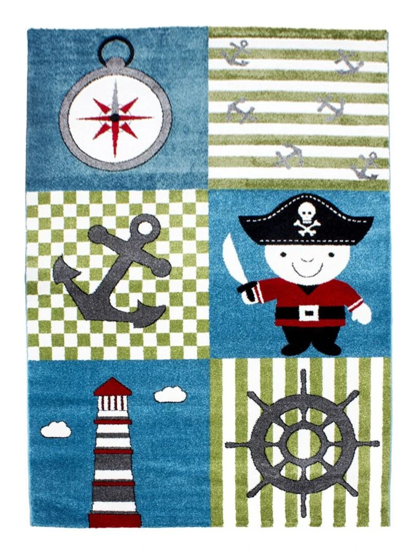 Tapis enfant KID'S PIRATE en polypropylène doux et soyeux OEKO TEX® Multicolore