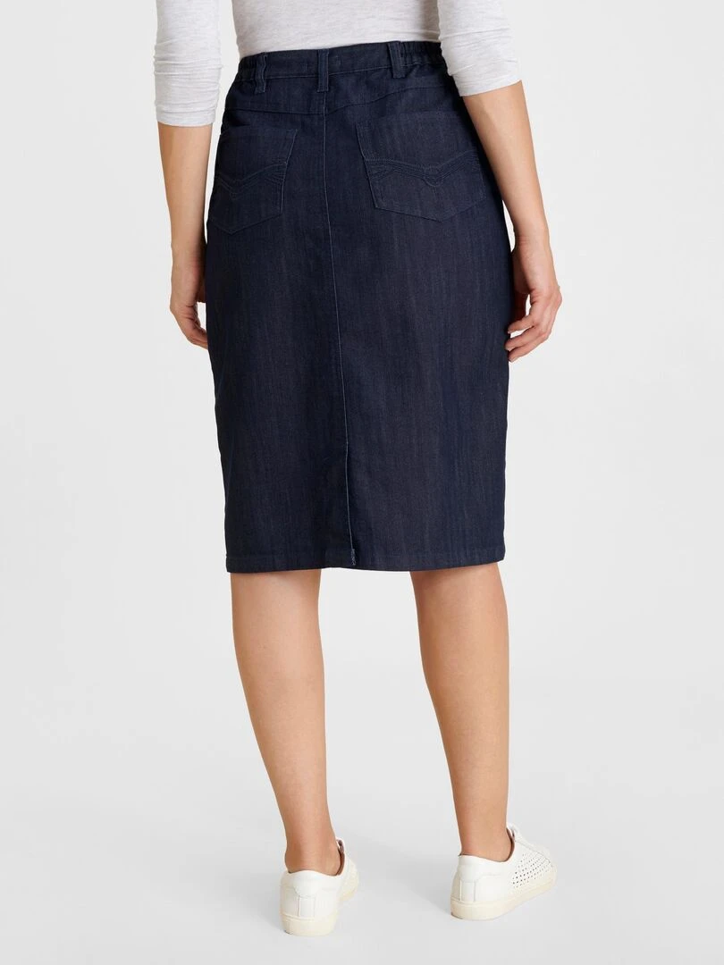 Jupe toile extensible   Damart   Bleu foncé
