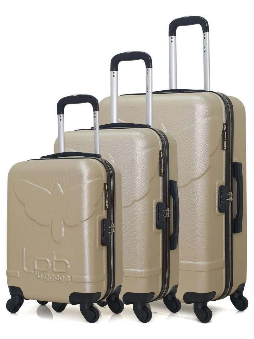 LPB LUGGAGE SET DE 3 ABS NORINE A 4 ROUES Beige