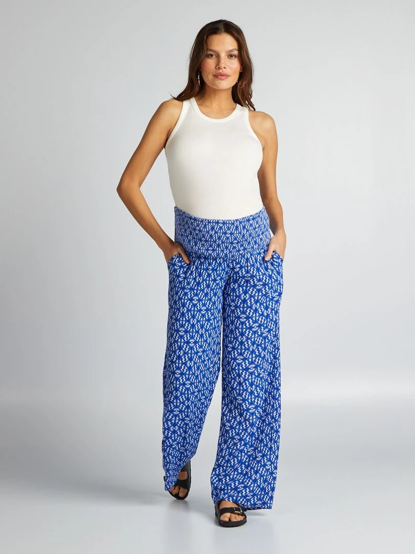 Pantalon grossesse avec base élastiquée Bleu