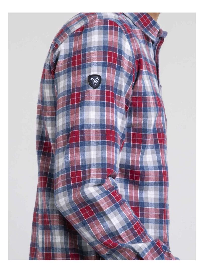 Chemise manches longues carreaux pur coton flanelle TADONOL   Rouge