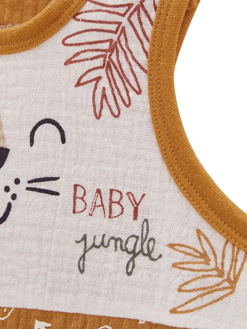 Barboteuse bébé en gaze de coton Little Safari   Moutarde