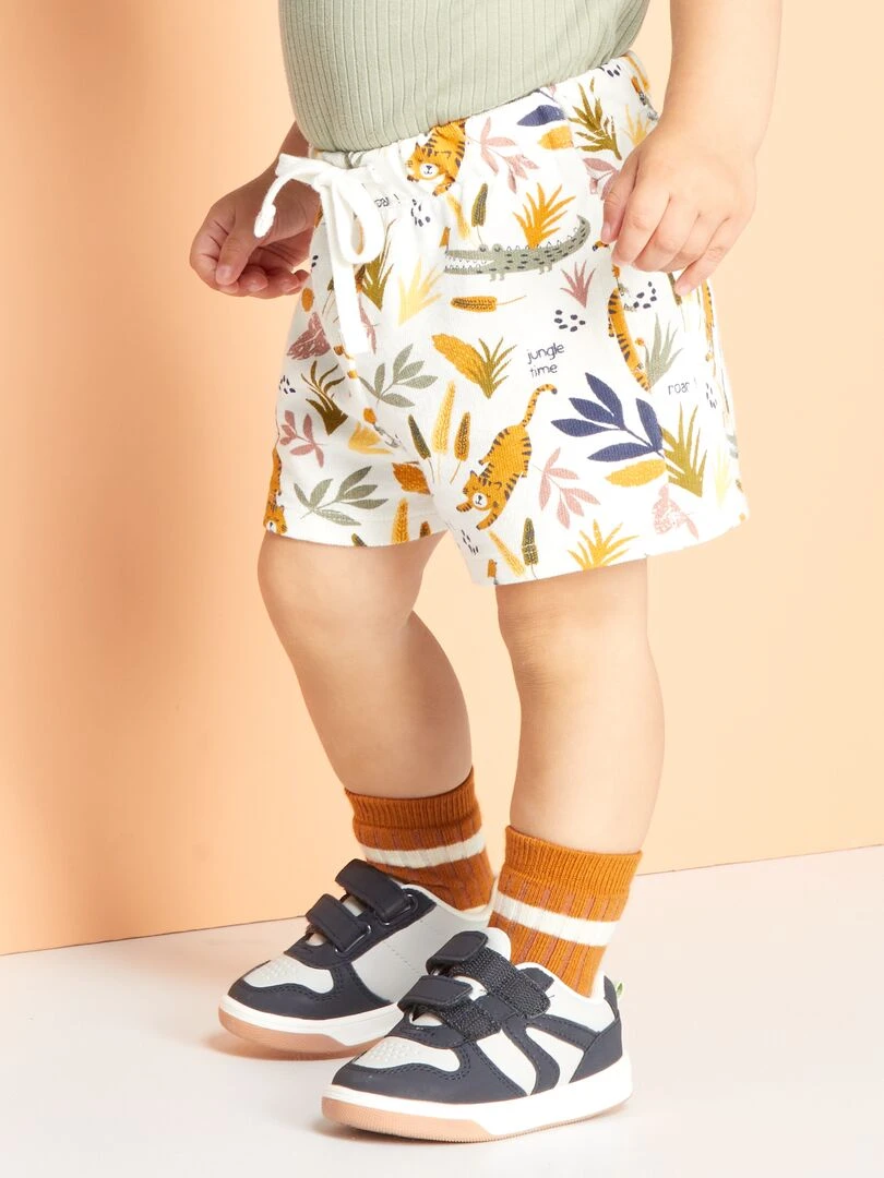 Short en maille imprimé fantaisie Blanc
