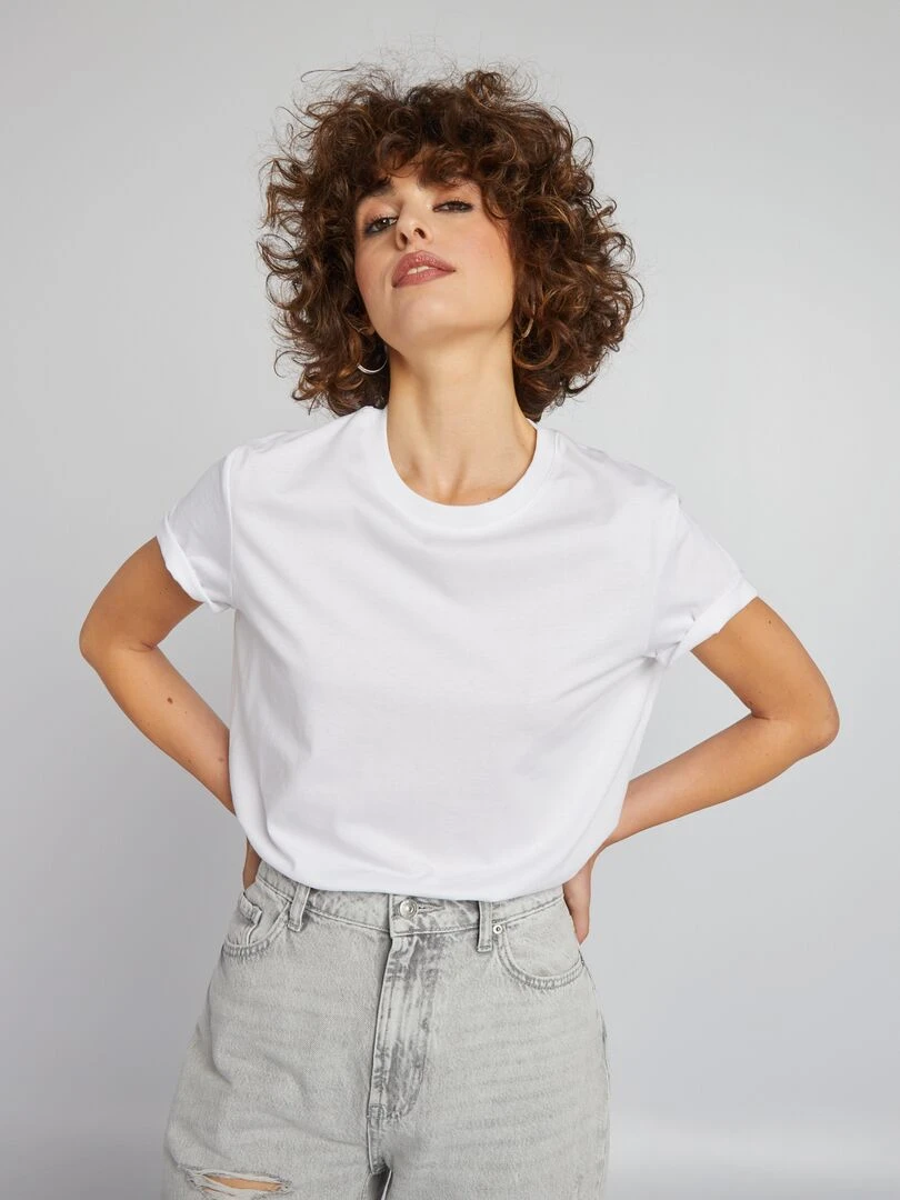 T shirt uni en jersey   blanc