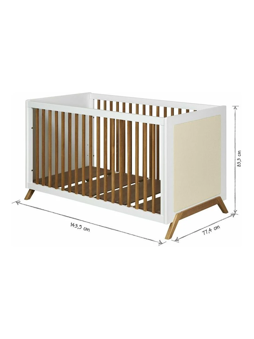Lit bébé avec cannage Azu   AKITEN RETAIL   Blanc