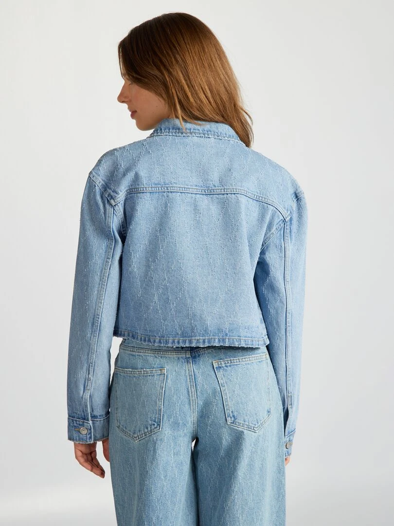 Veste en jean griffée   Bleu