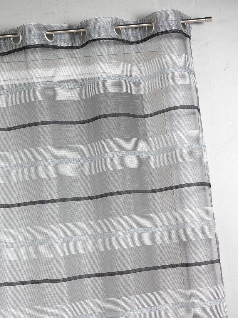 Voilage fantaisie à rayures horizontales de différentes tailles Gris clair