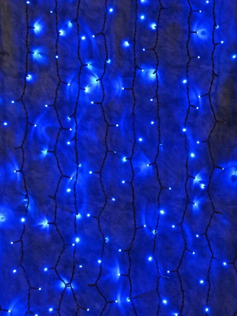 Rideau guirlande lumineuse extérieur 200 leds animées bleues Noir Noir