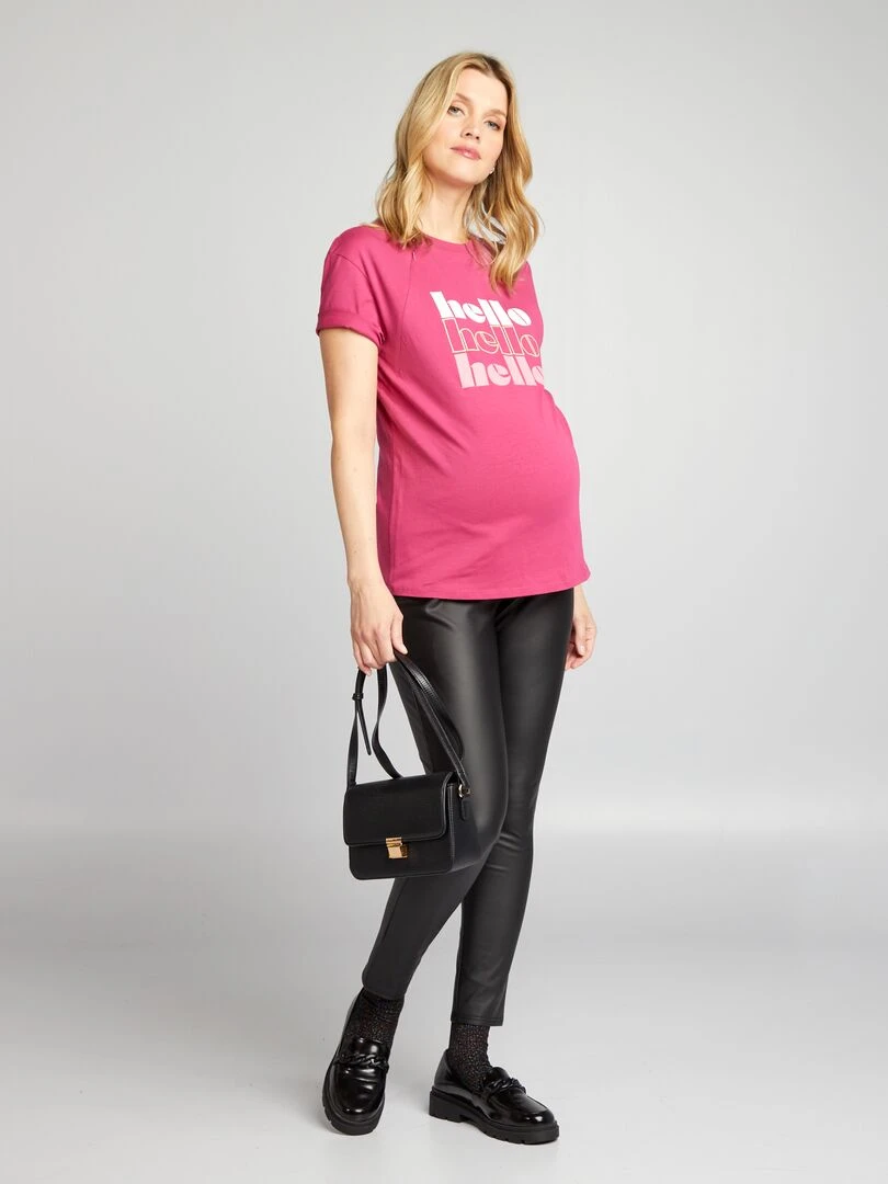 T shirt d'allaitement à ouvertures   Fuschia