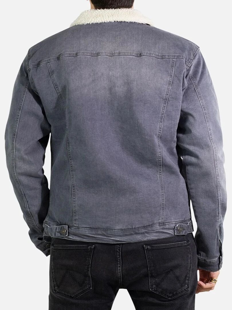 Veste en jean sherpa Kebello Gris