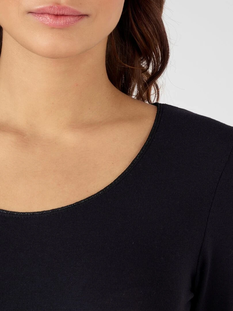 Tee shirt manches longues Thermolactyl Sensitive biais fils brillants Damart Noir