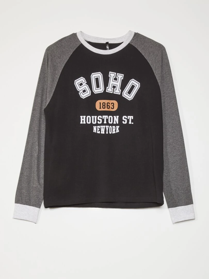 Pyjama en jersey   2 pièces   noir/gris