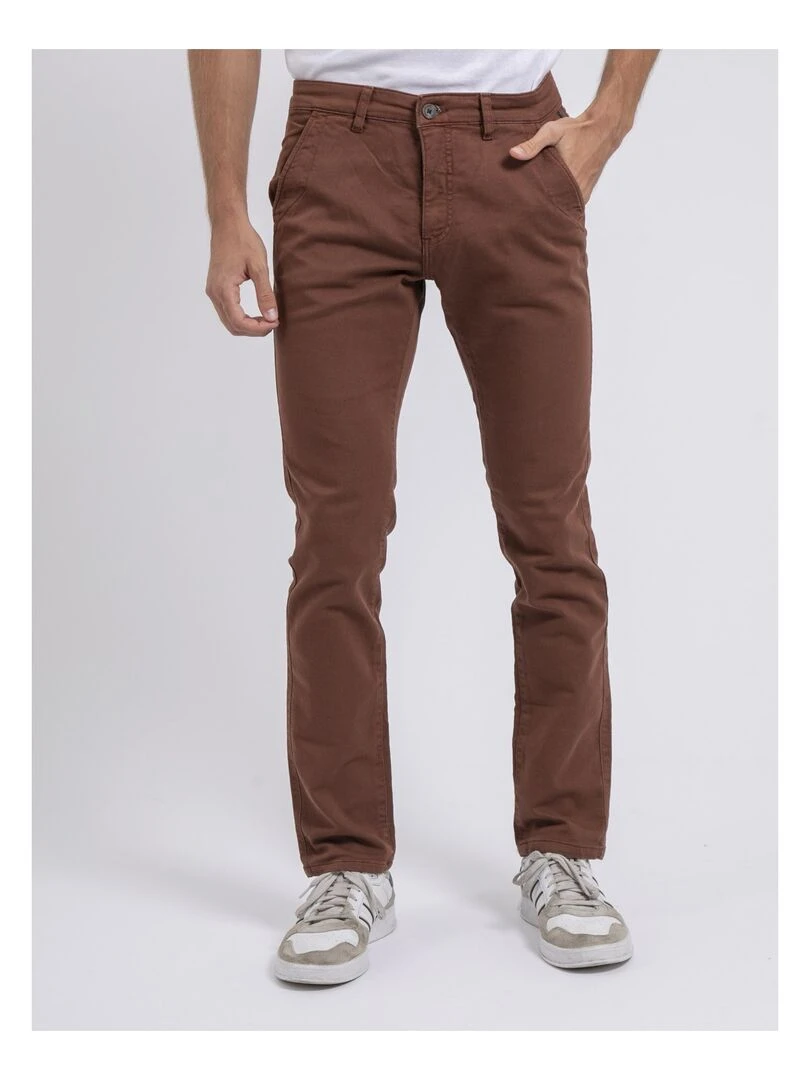 Pantalon chino coupe ajustée VALBACOL Marron